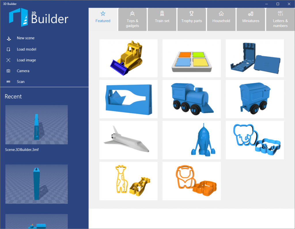 Startovoe okno 3D Builder Windows 10